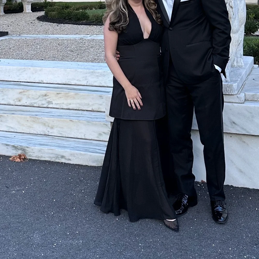 Opulent Halterneck Layered Maxi Dress Black - Picture 7 of 12